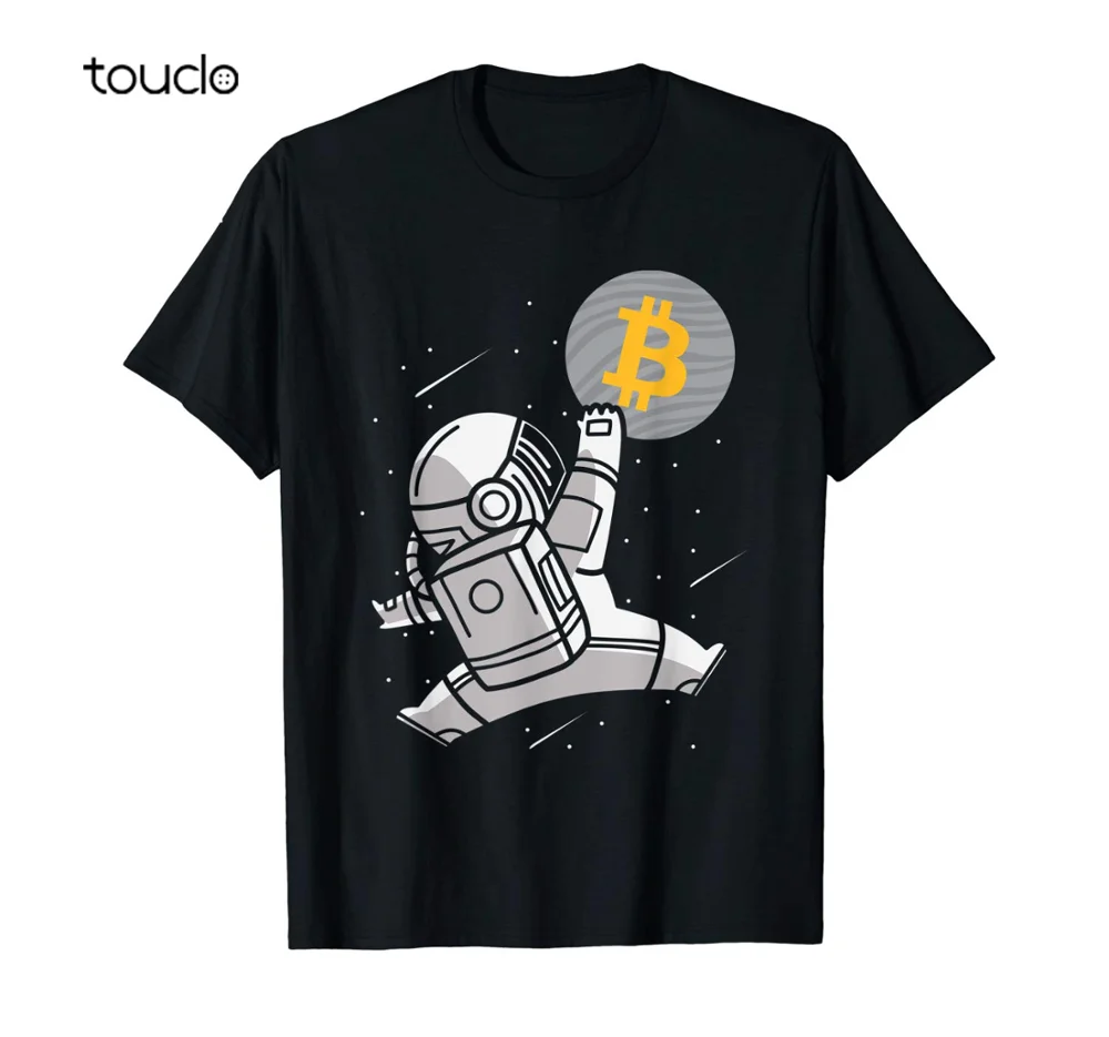 Биткоин Революция Логотип Черный Btc крипто-футболка с астронавтом | Мужская