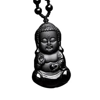 

LETSFUN Fine Jewelry Obsidian Baby Buddha Child Buddha Buddha Statue Pendant Male and Female Mascot Pendant Free Shipping
