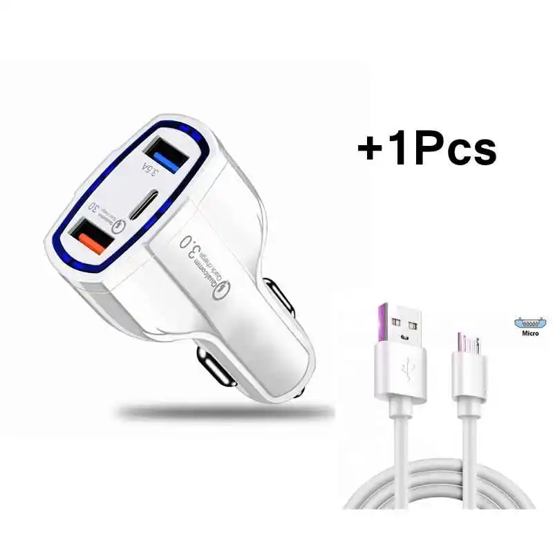 Автомобильное зарядное устройство Sindvor Quick Charge 3,0 USB быстрое зарядное устройство для Xiaomi Mi 9 iPhone X Xr 8 huawei samsung S9 S8 QC 3,0 USB Автомобильное зарядное устройство - Тип штекера: white micro usb
