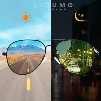 LIOUMO-gafas de sol polarizadas para piloto, lentes fotocromáticas de día y noche, para conducir, camaleón, UV400