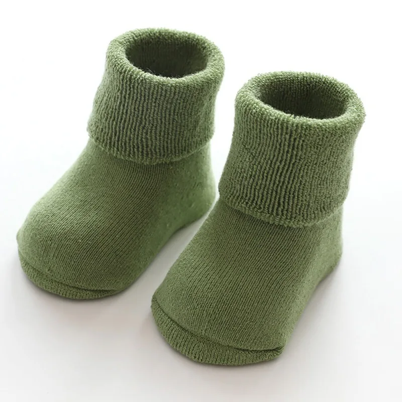 Носки для малышей; однотонные Короткие хлопковые нескользящие носки ярких цветов для малышей; теплые зимние носки для малышей - Цвет: MV0104G