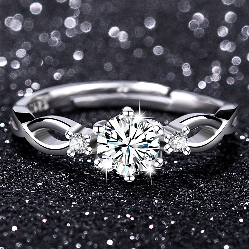 Moissanite Ring Female 925 Silver Classic Six -Claw High Carbon Stone Artificial Diamond Wedding Birthday Anniversar | Украшения и