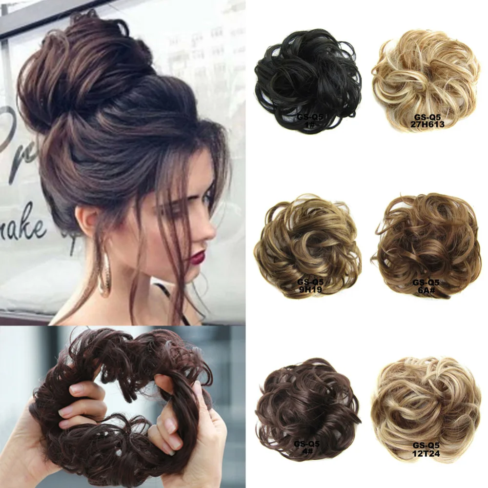 Synthetic Elastic Wavy Curly Hair Donut Curly Chignon Hair Piece