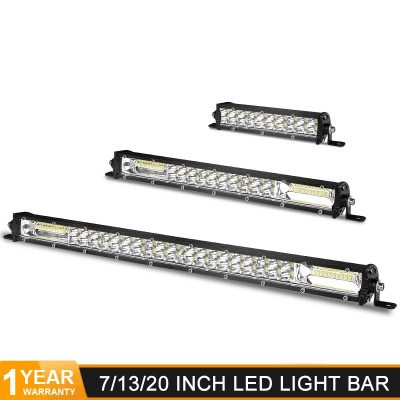 Ultra Slim led light bar 7 13 20 inch 60W 120W 180W Dual Row combo led