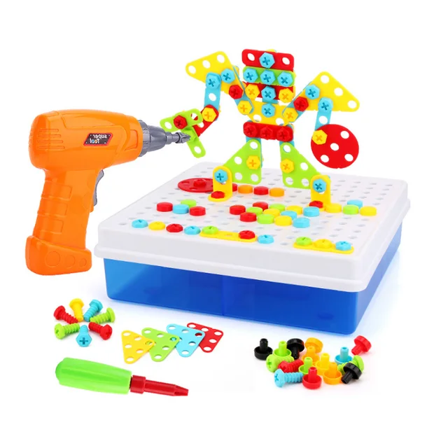 Kids Drill Toys Puzzles For Children Fun Assembled Building Play Toy Creative Educational Game Electric Drill Screws Puzzle 1