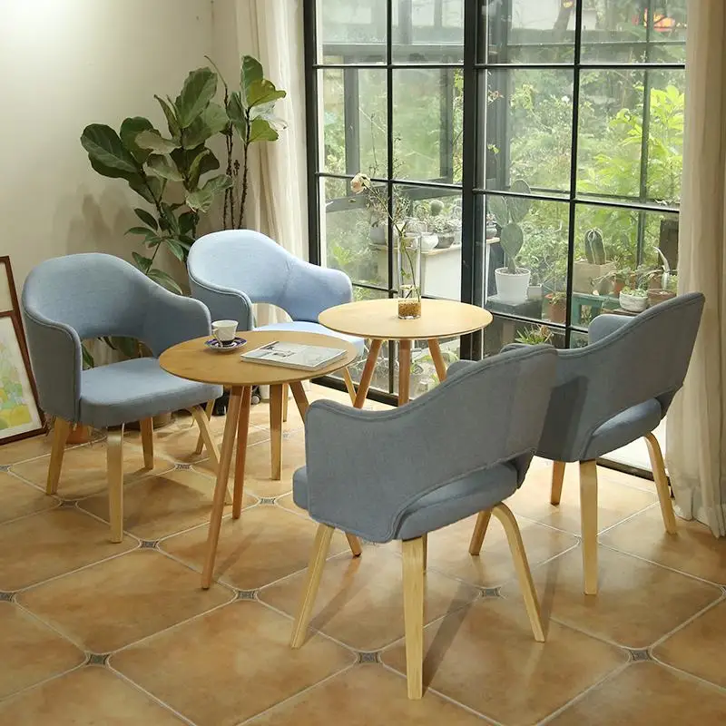 Nordic Solid Wood Dining Chair Fabric Home Armrest Back Chair Cafe Dining Table And Chair Simple Study Chair Cafe Chairs Aliexpress