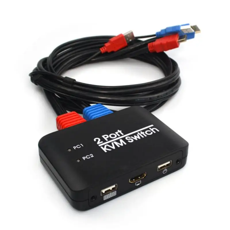 2 порта USB HDMI KVM Switcher с клавиатурой мыши ручной практичный поддерживающий провод управляемый переключатель переключения ключей Поддержка