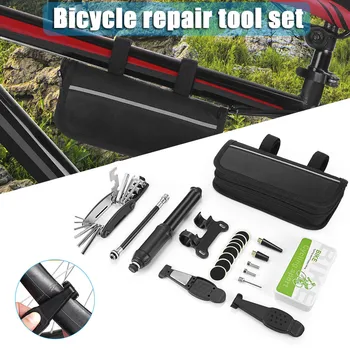 

High Quality Bicycle Repair Bag Bicycle Tire Pumps Multi-tool Portable Patches Fixes Maintenance Bike Repair Tool Set DOG88