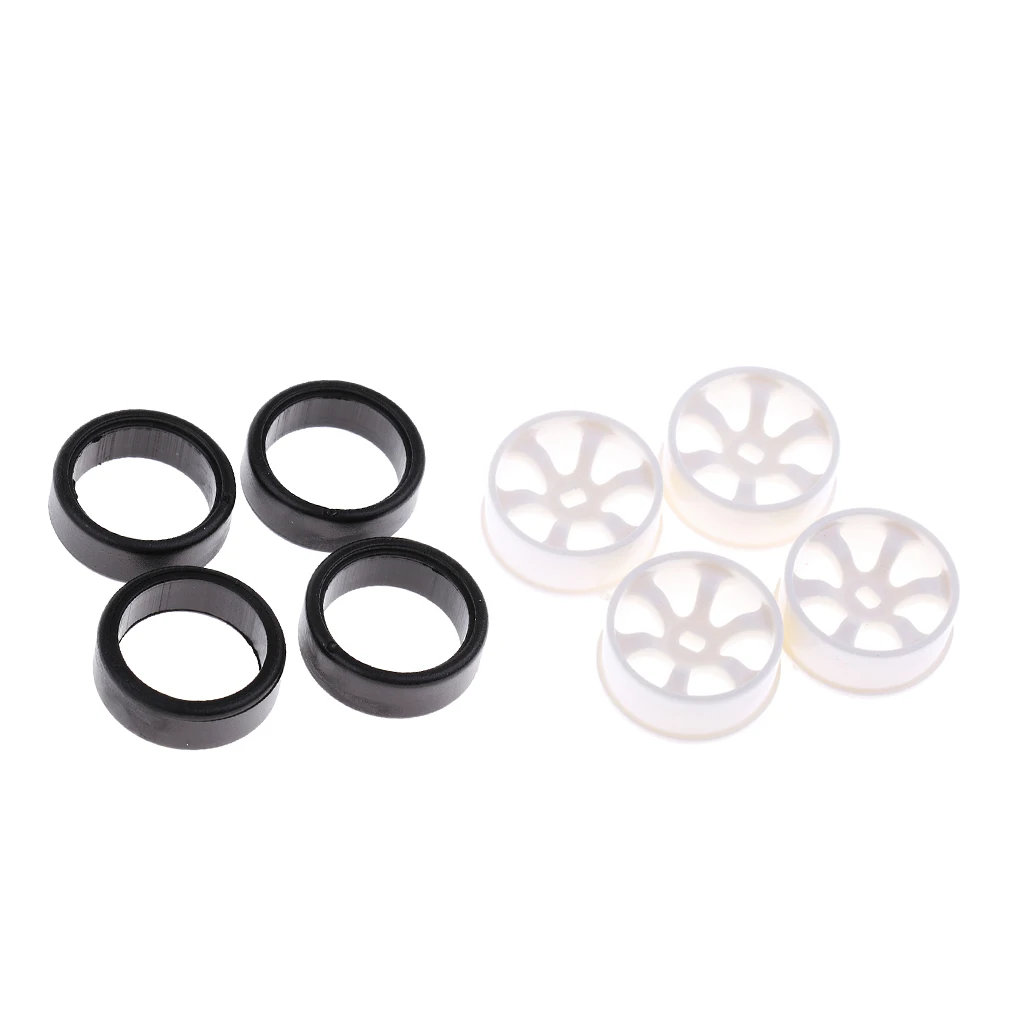 4pcs White Wheels + 4pcs Black Tires RC Accessories for WLtoys K969 K989 P929 1/28  Rally Model Cars