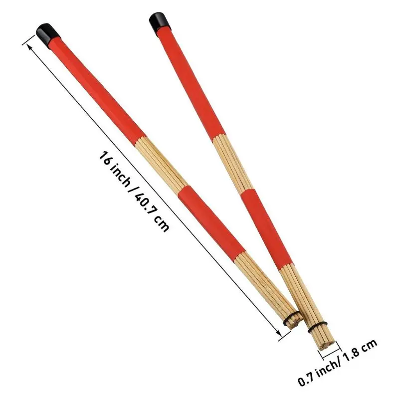 7 Pcs/set Wire Drum Brush Bamboo Stick Drumstick Beam Mouth Storage Bag Percussion Accessories