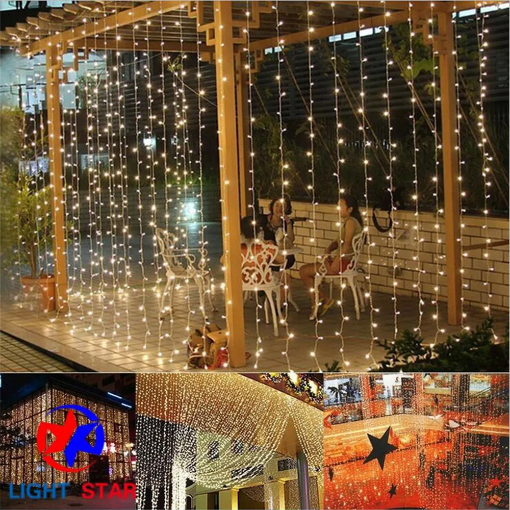 

1.5*1.5M LED Fairy Curtain Light Christmas Garland String light Outdoor Holiday Decorative Wedding Lights Party Lamp Home Decor