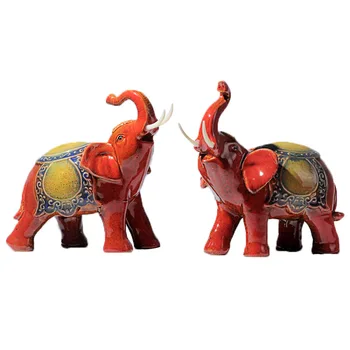 

Lucky Ceramic Elephant Crafts Room Handicraft Ornament Porcelain Auspicious Animal Figurines Miniatures Desk Home Decoration DA
