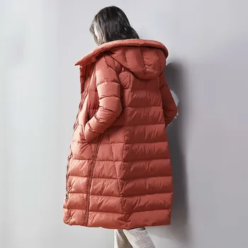 

Women's Down Jacket Hooded Autumn Winter Long White Duck Down Coat Female Puffer Jacket 2020 Doudoune Femme Hiver KJ3525