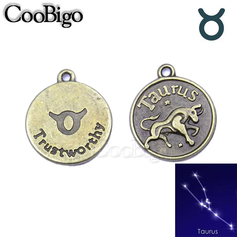 Taurus 24 шт., 12 знаков зодиака, Знак зодиака, знак, подвеска амулет браслет, ожерелье на молнии, сумка для обуви, ювелирные изделия, колье, воротник, аксессуары для рукоделия - Цвет: Taurus