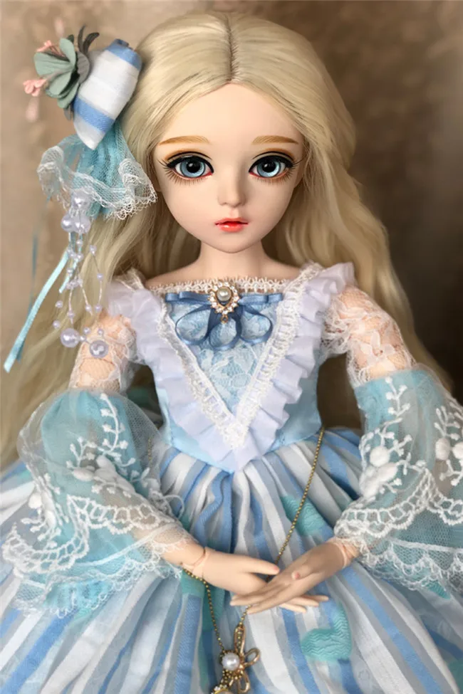 Куклы для девочек SD 60 см, куклы для девочек BJD с платьем, парики, обувь, игрушки для красоты, макияж,, ручная работа, 1/3, силиконовая кукла - Цвет: blond hair