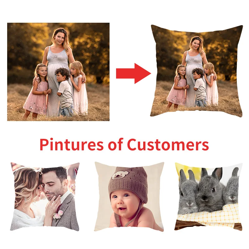 

Customization Picture Printed Cushion Cover Pet Friends Family Personal Life Photos Pillow Cover Customize Gift Pillowcases