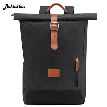 

Bokinslon Canvas Backpack Fashion Male Outdoor Travel Backpack Multifunctional Large Capacity Retro Men Bag