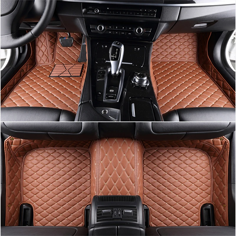 Custom Car Floor Mats Fit for BMW 4 Series F32 420i 425i 428i 430i 435i 440i 2014-2017 Full Coverage All Weather Protection Waterproof Non-Slip Leather Liner Set Red Wine