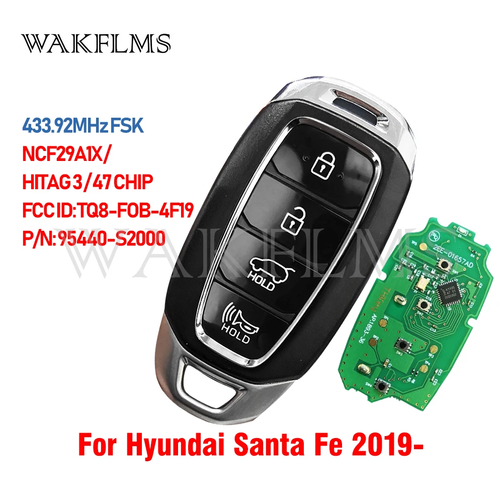 Смарт-ключ для Hyundai Santa Fe 2019 2020 NCF29A1X / HITAG 3 47 чип TQ8-FOB-4F19 95440-S2000 433 92 МГц FSK | Автомобили