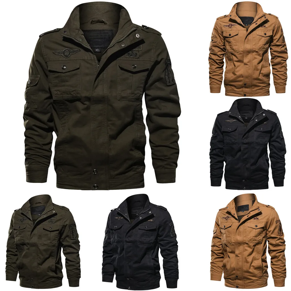 Autumn Winter Men's jacket куртка мужская кожаная jaqueta de couro Vintage Turn-down Long Sleeve Zipper Leather Jacket Coat#3