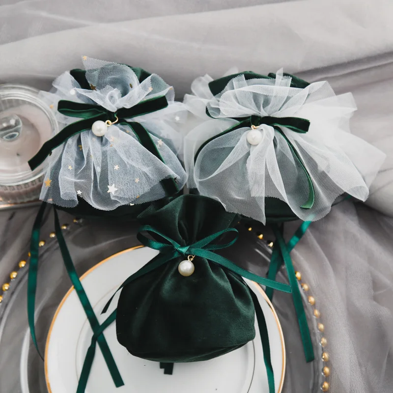 

5pcs Creative Colorful Drawstring Bags Candy Bag Yarn Bag Holland Velvet Bag Jewelry Packaging Wedding Pouch Gift Bags &boxes