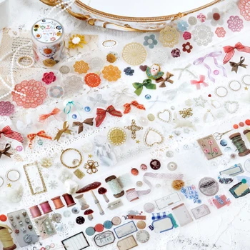 

Cute Girl's Handmade transparent Washi Tape Set Japanese PET Stickers Scrapbooking Adhesive Washitape Kawaii Korean Stationary