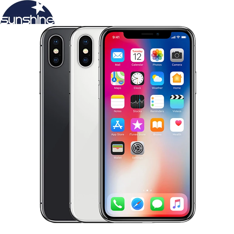 Разблокированный мобильный телефон Apple iPhone X 4G LTE 5,8 ''12.0MP 3g ram 64G/256G rom, мобильный телефон с функцией распознавания лица