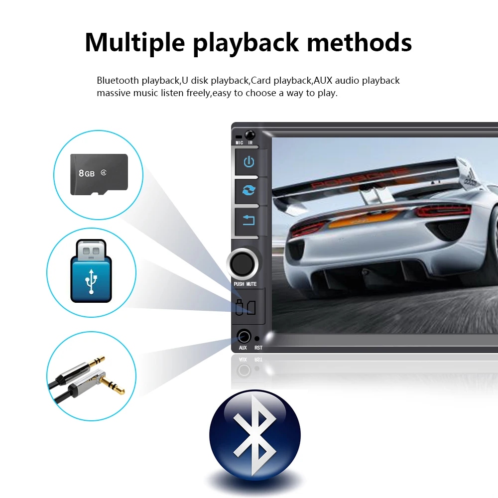 AMPrime 2 din автомобильный радиоприемник " автомобильный мультимедийный Bluetooth Mirrorlink аудио стерео радио FM USB AUX MP5 плеер с задней камерой аудио