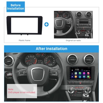 

Harfey 2 Din Car Radio Fascia refitting Panel Audio Frame Trim Installation Cover Kit for Audi A3 2003-2008 Car Dashboard Frame