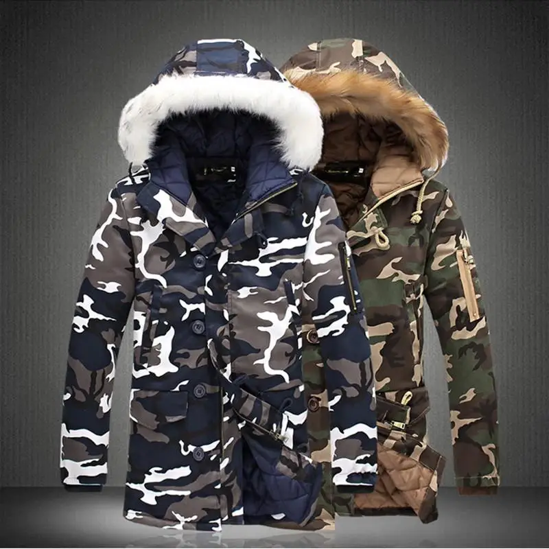 

Fashion men keep in winter long jackets/male Camouflage style hooded trench coat/Men Thickening leisure coat S-XXXL