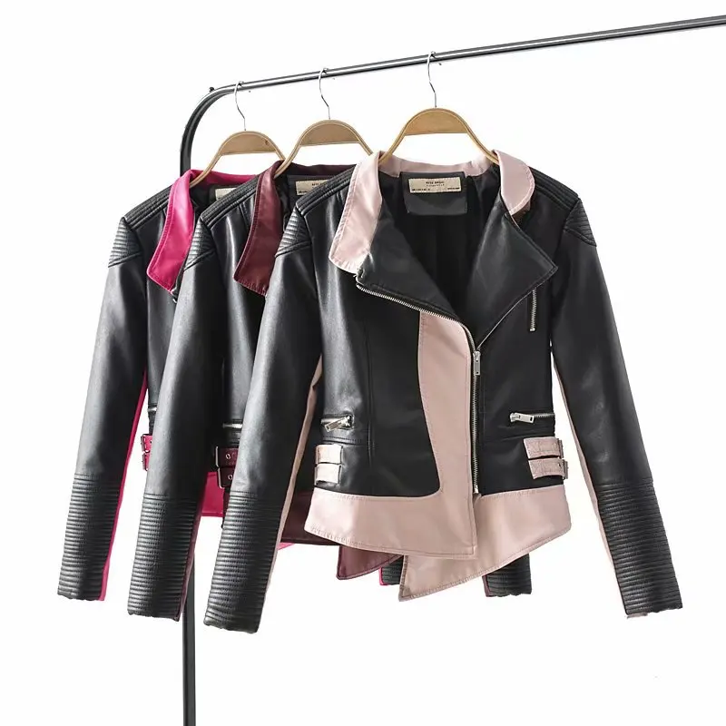 Woah необычная AM1860 MS-73 Европейская и американская ветровая Новая цветная куртка на молнии из искусственной кожи
