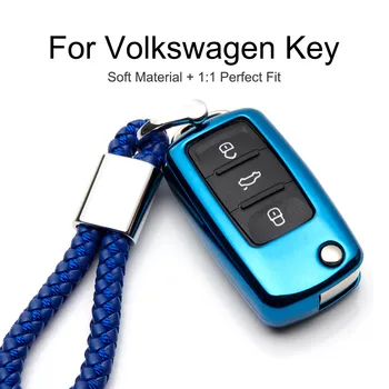 

Car Key Case Cover For VW Volkswagen Polo EOS Beetle Cross Jetta sharan Scirocco GOLF Soft TPU Protection Key Shell Car Styling