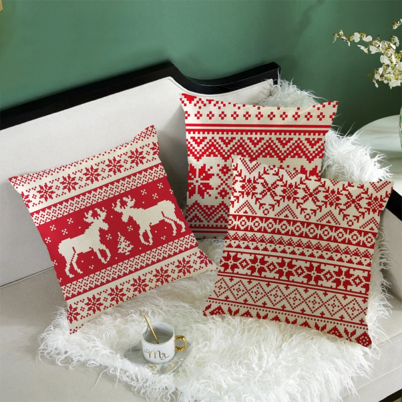 

boho Pillow Cover Christmas Decorations for Home Pillowcase Xmas Ornaments Sofa Office Chair Waist Throw Cushion Cover Linen