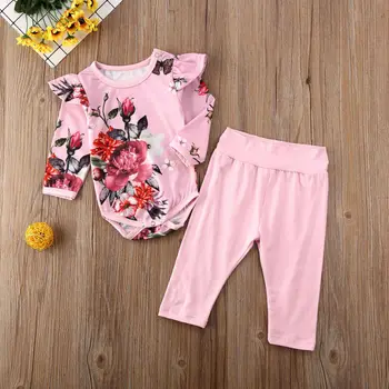 

Newborn Baby Girl Casual Outfit Set Floral Pattern Romper + Long Pant Clothes