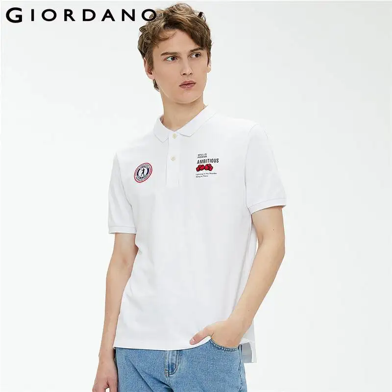 Рубашка-поло Giordano Мужская стрейчевая контрастная футболка с короткими рукавами