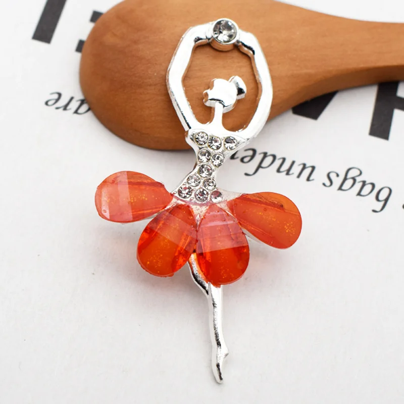 Silver-Orange 10 шт. Многоцветный Сплав балет девушка аксессуары кулон дети волосы Декоративные DIY женские серьги ювелирные украшения материал ремесло поставки - Цвет: Silver-Orange