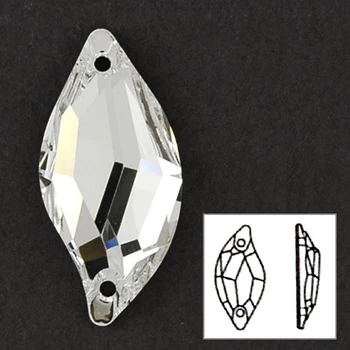 

YANRUO Top 3254 Diamond Leaf Clear White Sew on Rhinestones 9x20mm 14x30mm Glass Stones for Clothes Sewing Strasses