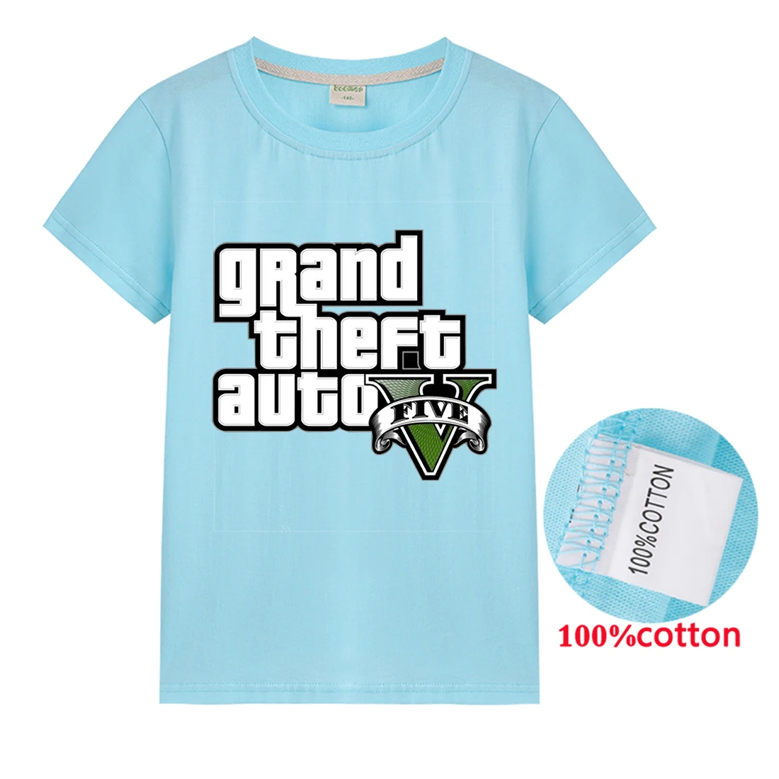 T1213 Новые летние футболки детская одежда для мальчиков с принтом «Grand Theft Auto GTA 5» хлопковые футболки с короткими рукавами Топы для малышей, Детская толстовка с капюшоном - Цвет: T1213