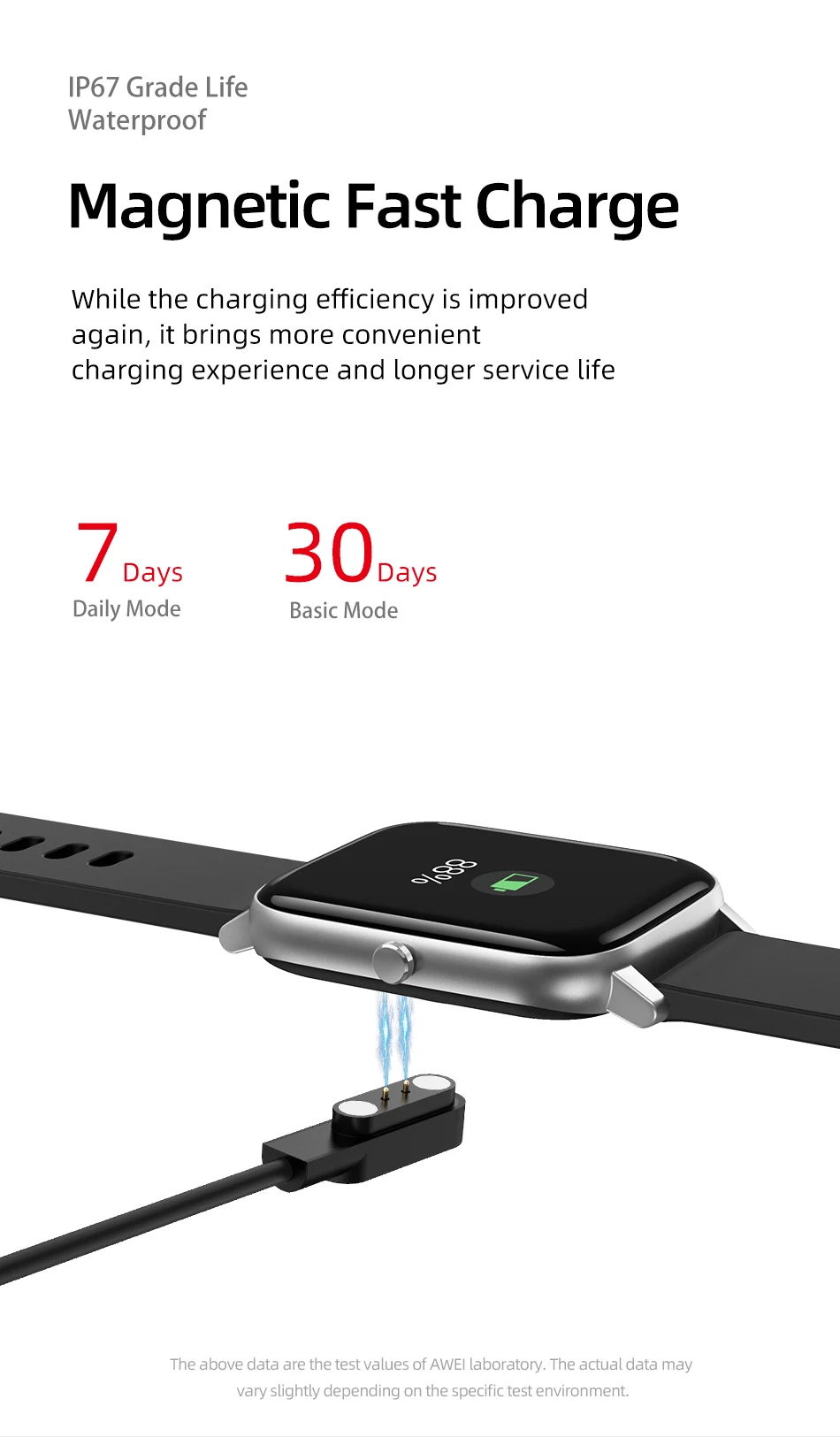 AWEI H6 Smart Watch Heart Rate Blood Pressure , Sport Smart Fitness