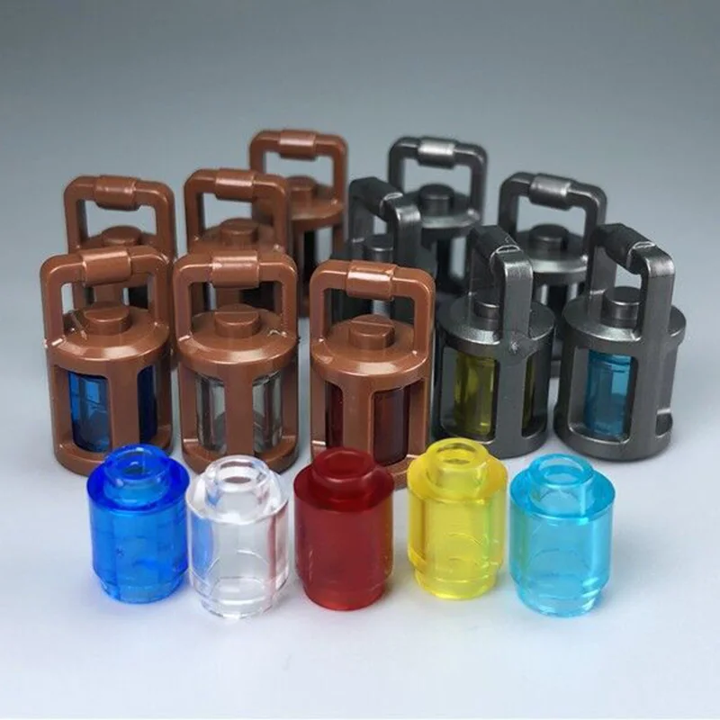 10Pcsset Portable Lamp Searchlight Lantern Lights Building Blocks MOC Figures Accessories Bricks DIY Kids Educational Toys (2)