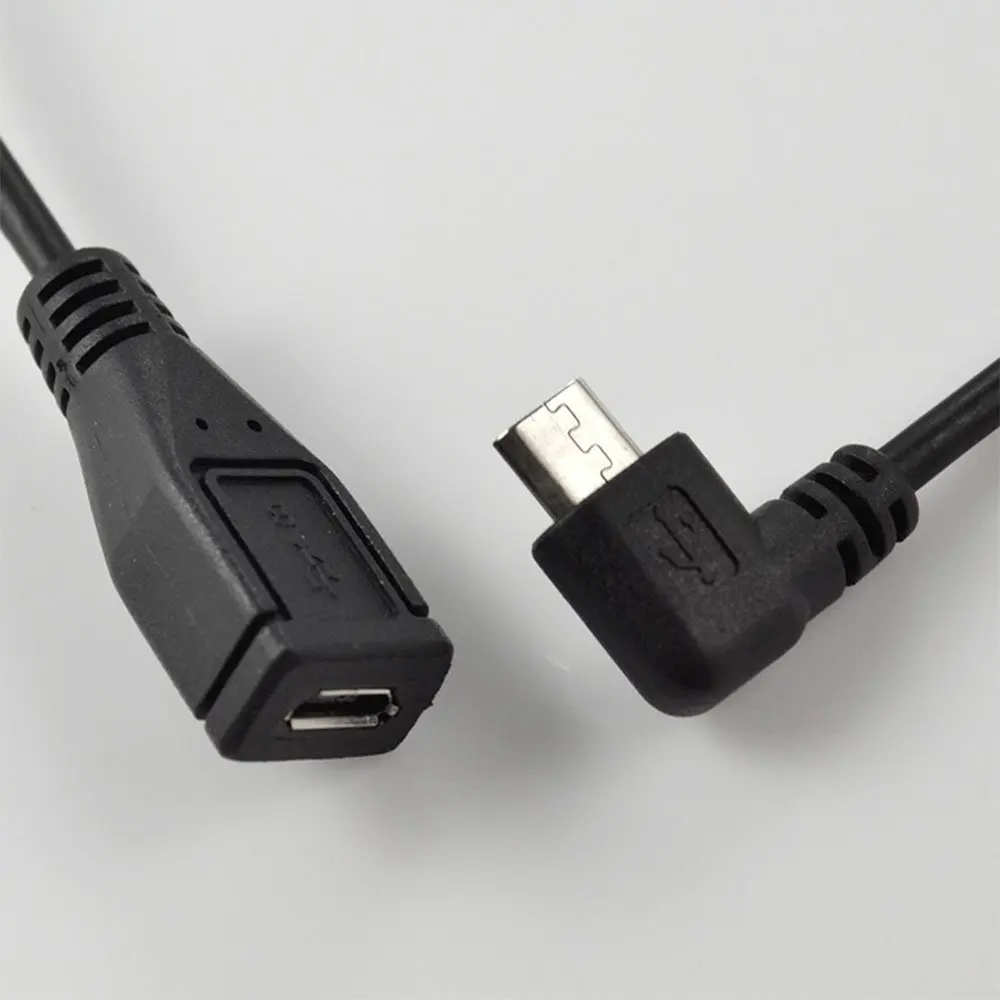 5 футов Спиральный Micro USB B 5 Pin 5 P левый угол штекер-Женский Удлинительный кабель 1,5 метров