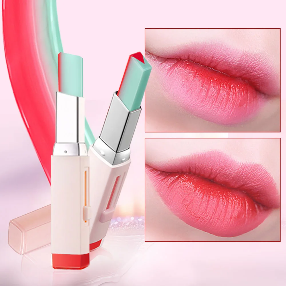 Fashion Korean Nutritious Lipstick V Cutting Two Tone Tint Silky Moisturzing Nourishing Lip Balm Gradient color Cosmetic | Красота и
