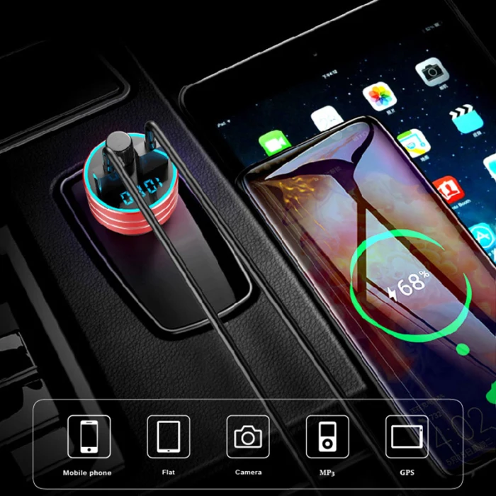 Автомобильный аудио mp3-плеер Bluetooth fm-передатчик с QC 3,0 двойной USB зарядное устройство LHB99