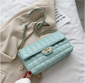 

New Green Lattice Bag Flap PU Leather Handbags Purse For Women Casual Bag Ladies Crossbody Shoulder Bags Girls Phone Bags Bolsos