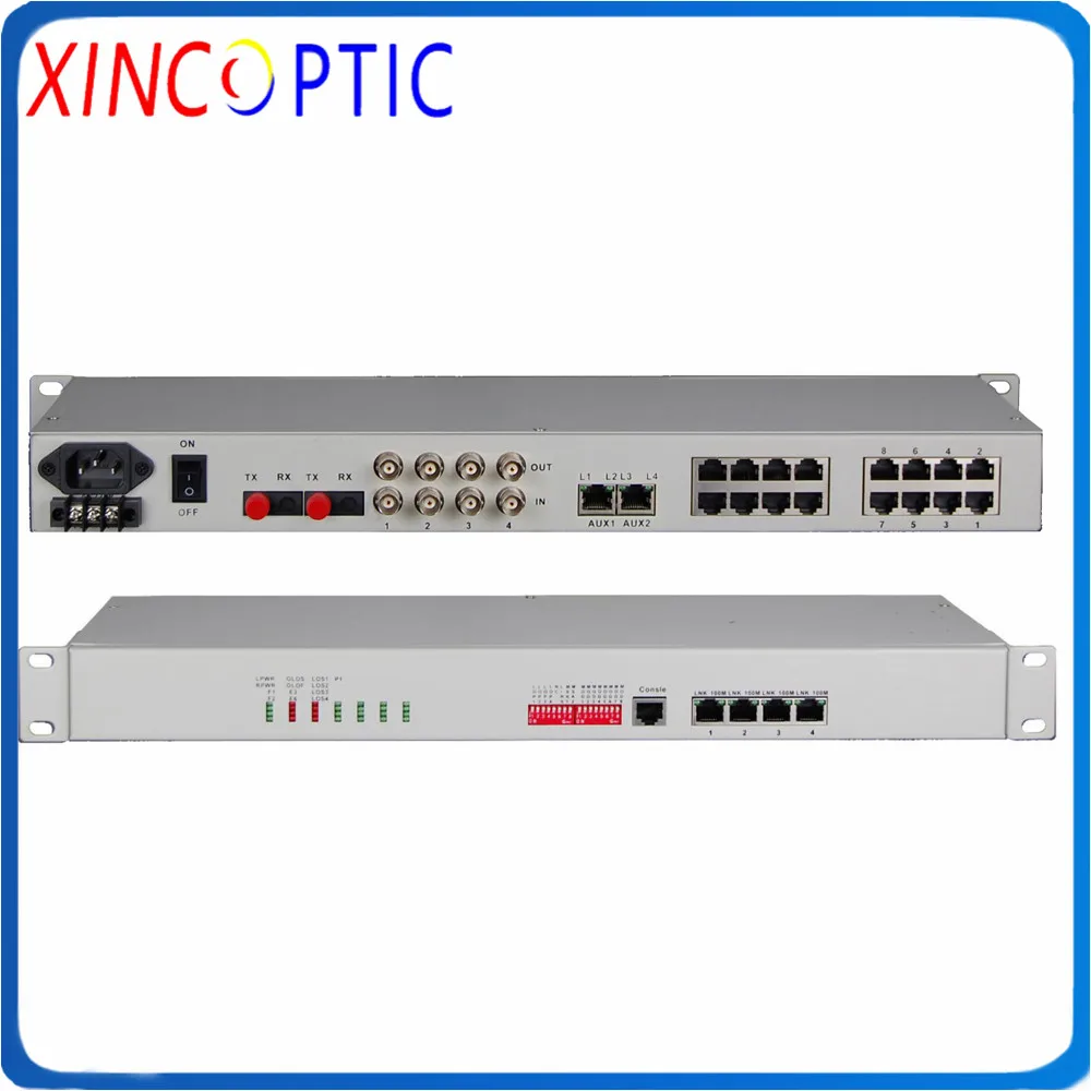 Волоконно оптический мультиплексор 8Ch/16Ch Voice + 4E1 4FE 8Ch16ch Telephone 4Ch E1 100M Ethernet SM SX 20KM PCM