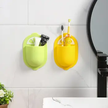 

Bathroom Toothbrush Silicone Rack Wall-mounted Comb Glue-free Storage Rack Cartoon Wall-mounted Punch-free Office Rack