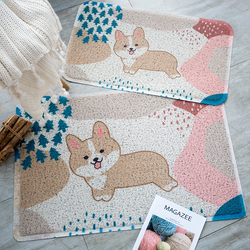 45x75 см милый мультфильм корги ПВХ катушки коврик пол ковер собака коврик в прихожую пылеудаления