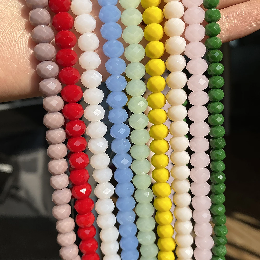 20 Fili Perline Vetro Giada Sfaccettate - 4-4.5mm, Bicono Opache | Per Bracciali E Collane Fai Da Te - Foto 2