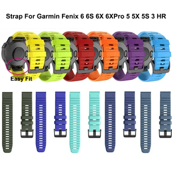 

26 22MM Watchband Strap for Garmin Fenix 5 5X 3 HR Fenix 6X 6 6S S60 Watch 20mm Quick Release Silicone Easyfit Wrist Band Strap