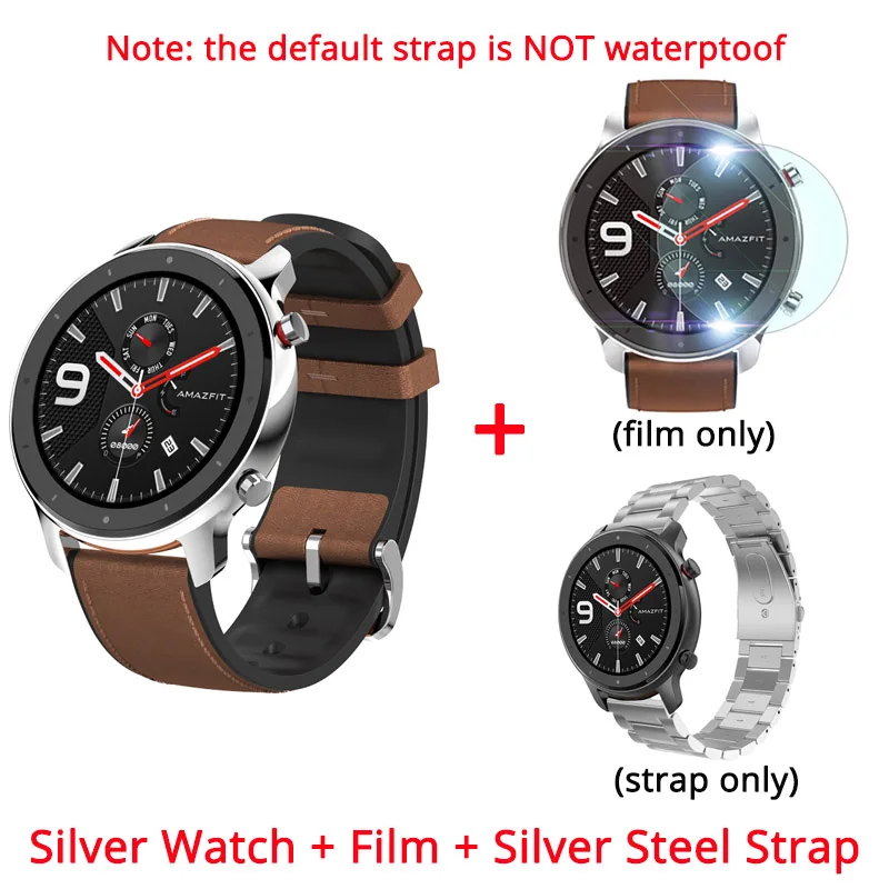 silver nsilver steel Смарт-часы AMAZFIT GTR 47 мм международная версия 5ATM 1,3" AMOLED gps+ ГЛОНАСС умные часы мужские 24 дня батарея - Цвет: silver nsilver steel
